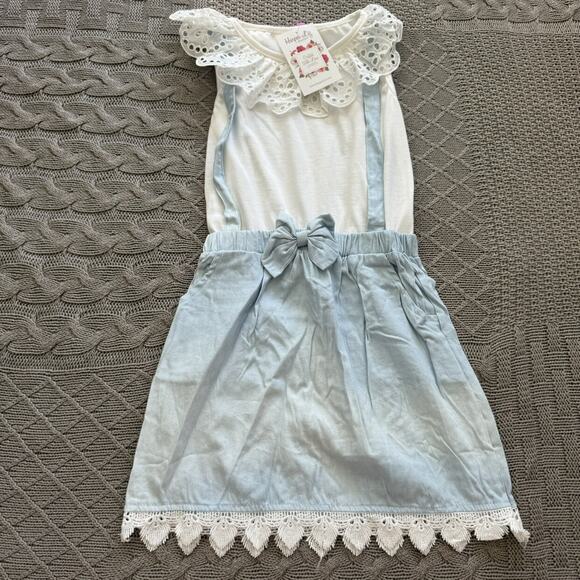 NWT Harper Liz Boutique Chambray Pinnie With Eyelet Tank ~ 120 - Picture 1 of 10